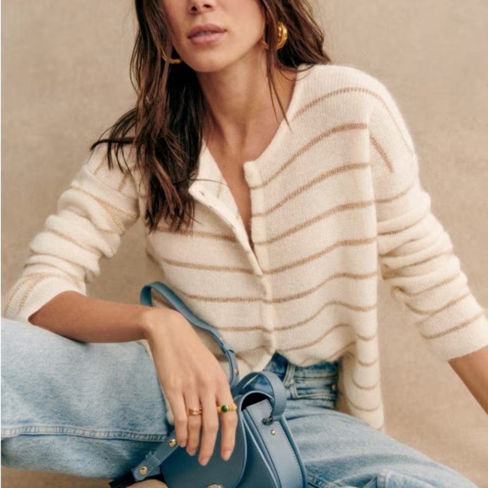 Sezane Gaspard Jumper Knitwear - ecru/gold